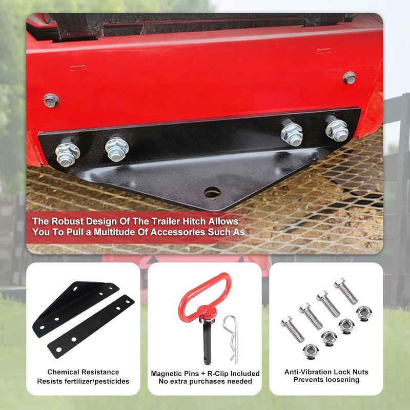 joytrace 79108500 Heavy Duty Trailer Hitch Kit with Magnetic Hitch Pins & R-Clip - 500lbs Capacity Powder Coated Steel Compatible with Gravely ZT HD/Pro-Turn Z/ZX & Ariens Zenith Zero Turn Mowers - Image 4